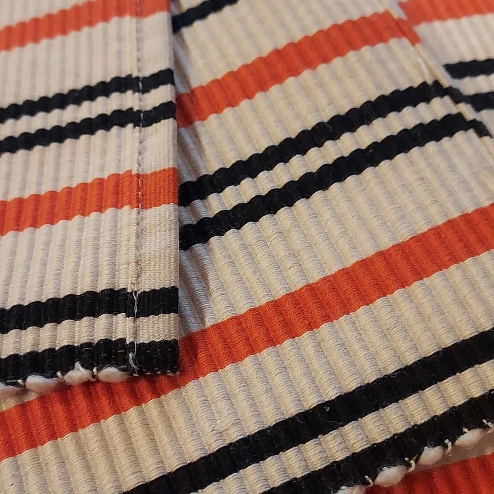 Cotton Woven Placemats Set Of 6 Cream Orange Black Stripe
